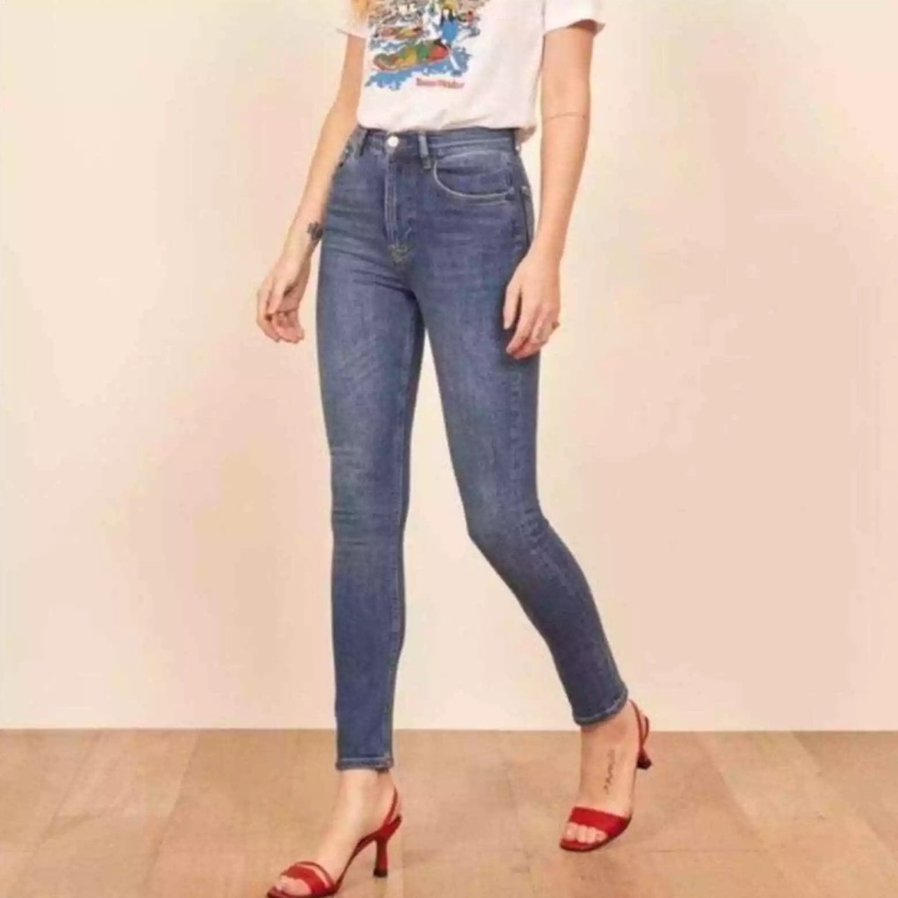 Reformation Harper High Rise Skinny Jeans Destin Wash